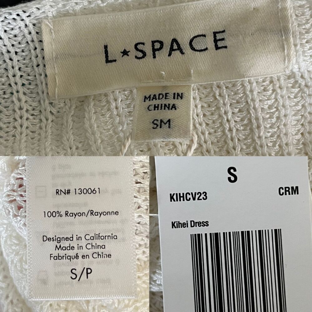 L*Space Women's Size S Cream Kihei Knit Maxi Dress NEW Cover Up Pullover Resort - Picture 4 of 15